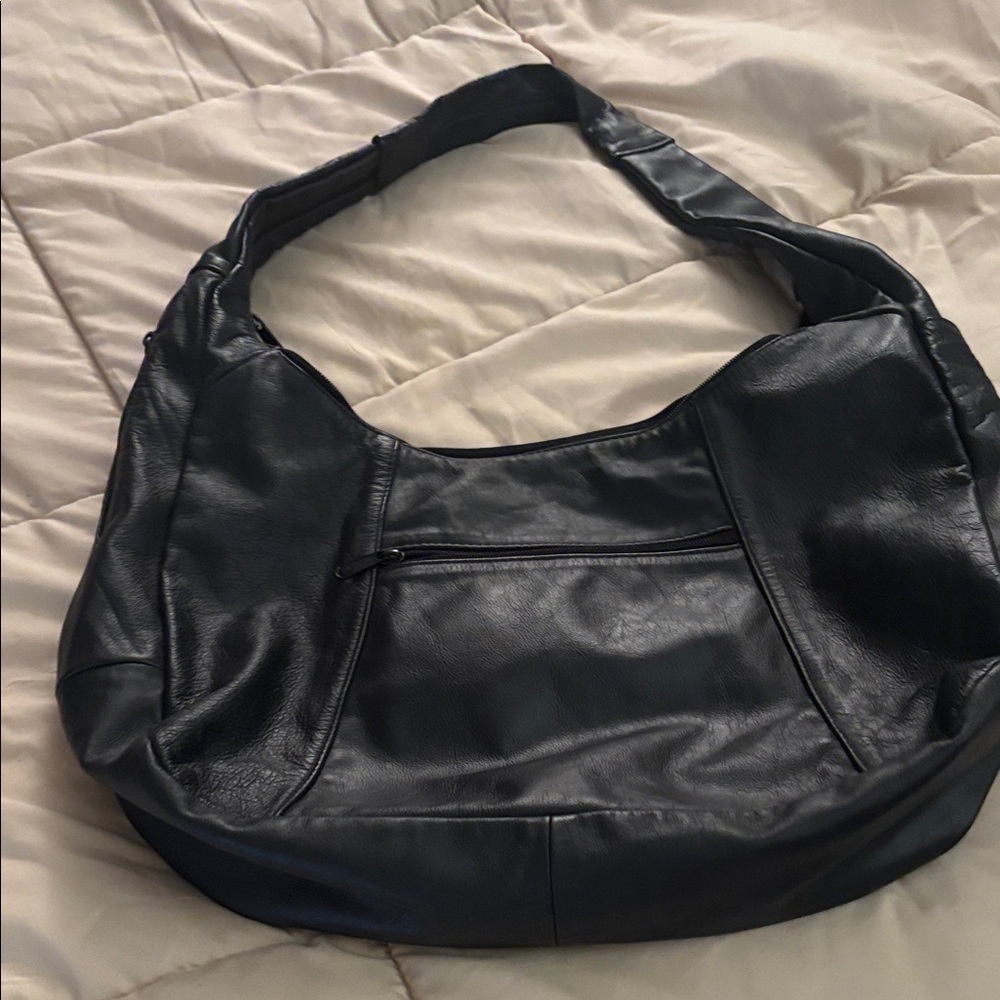 Chic Black Leather Hobo Bag